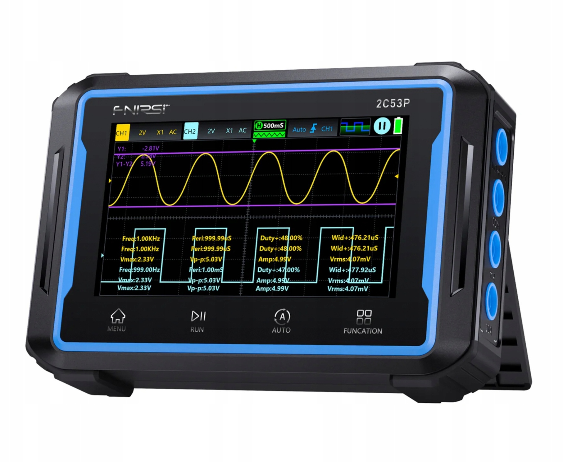 Fnirsi 2C53P Osciloskop 3v1 Multimetrový generátor signálu 50 MHz