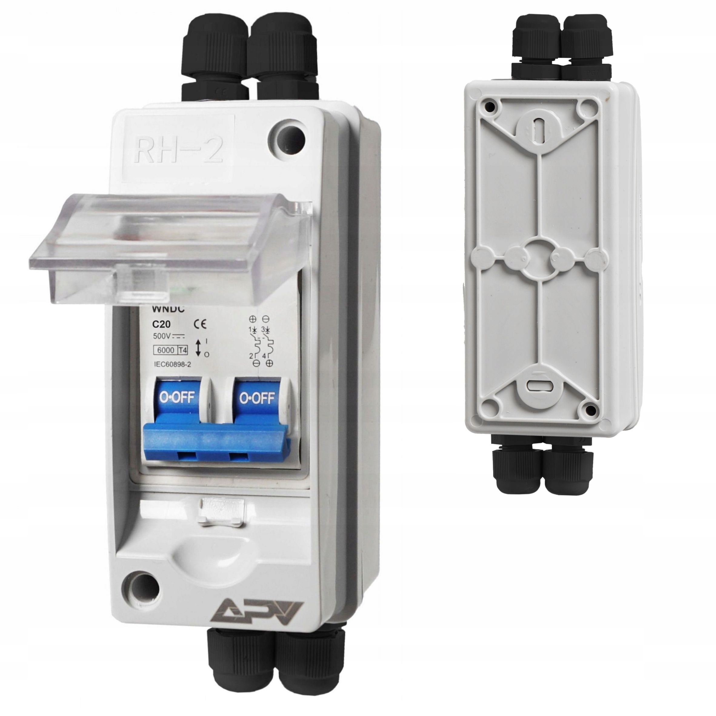 Wyłącznik Prądu Stałego IP65 W Obudowie 500V Fotowoltaiczny 2P DC 20A