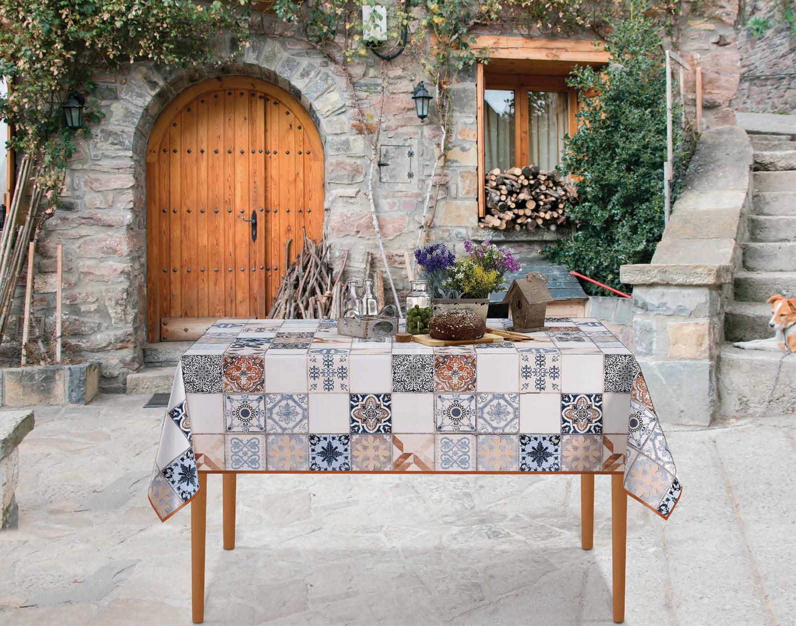 OBRUS CERATA NA WŁÓKNINIE MOZAIKA KAFELKI 140x210