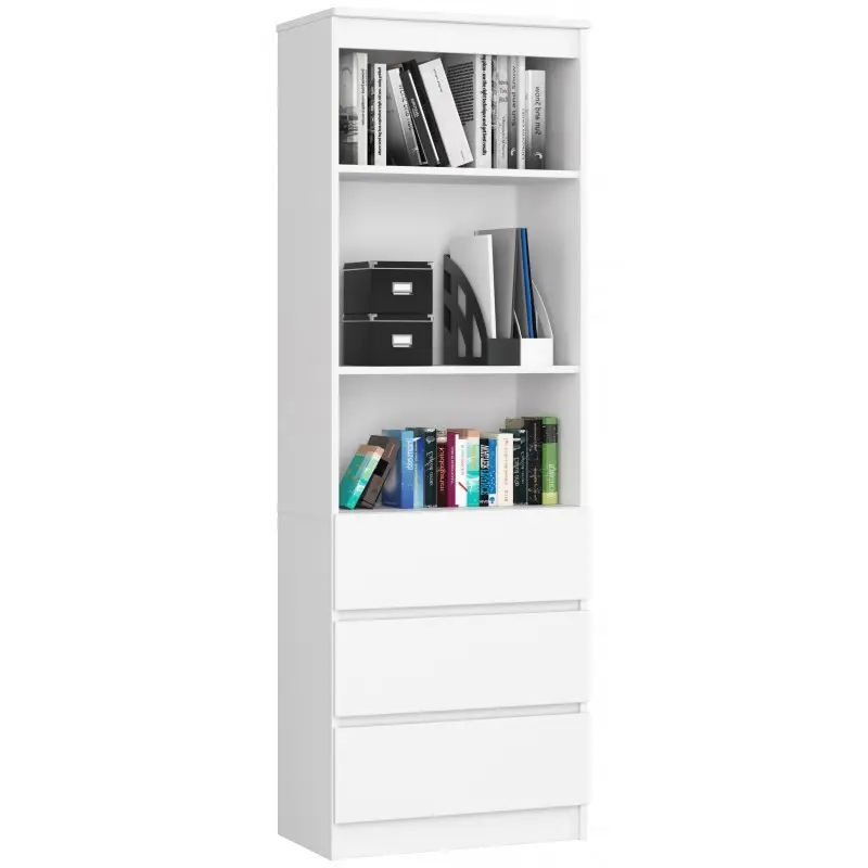 

Regał dziecięcy 3 szuflady 3 półki biały mat 60 cm