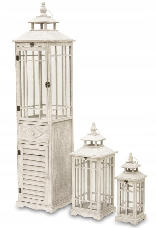 3 x Lampáš drevený lampáš sivý, hnedý, sada lampášov dekorácia Provence