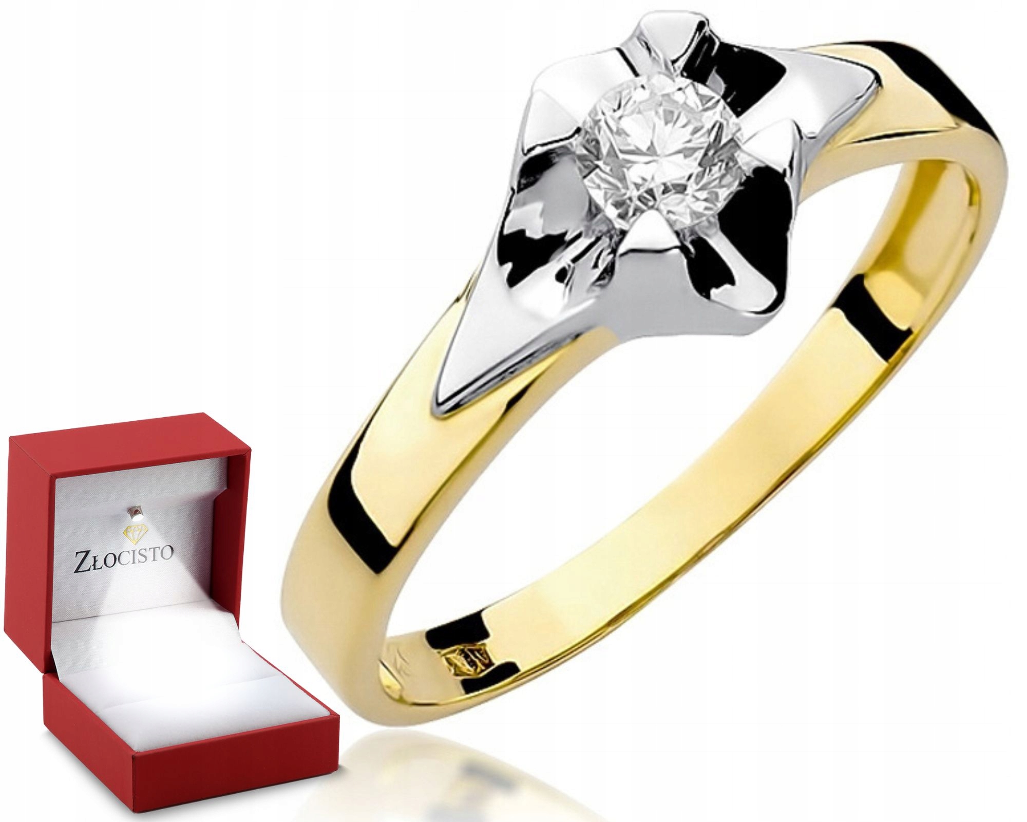 Pierścionek brylant diament 0,30 ct złoto Grawer