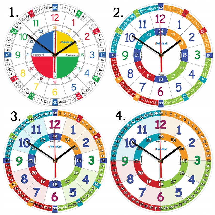 M Edukacyjny zegar ścienny dla dzieci (L2) Zasilanie baterie