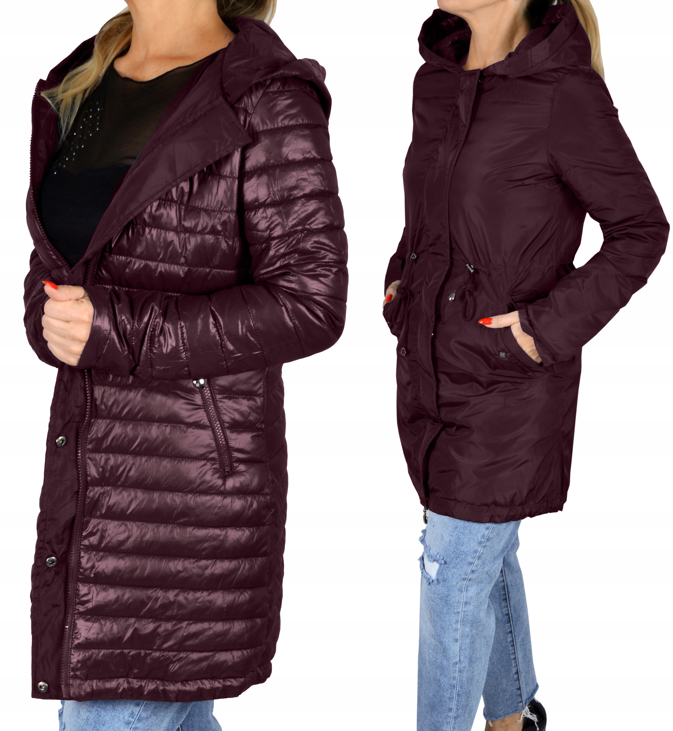 

Kurtka Parka Damska Plus Size Dwustronna Pikowana