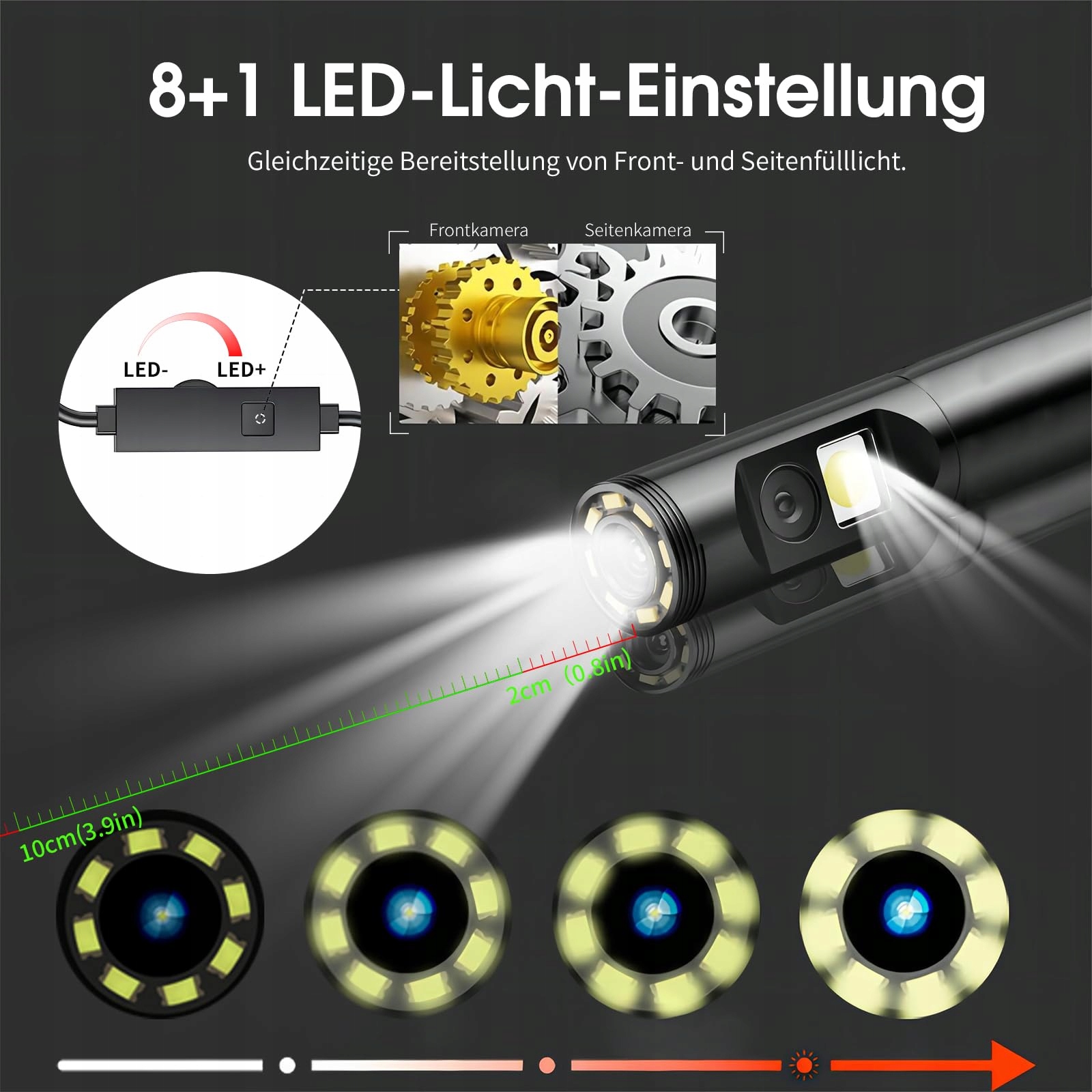 DPDUCT Kamera Endoskopowa HD 1920 Dual Lens 8+1 LED IP67 Android iOS — miniatura 3