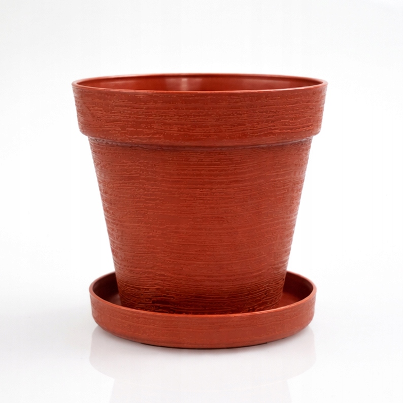 Doniczka LOFT 12 cm + Dopasowana Podstawka, Stylowy Zestaw EKO, TERRACOTA