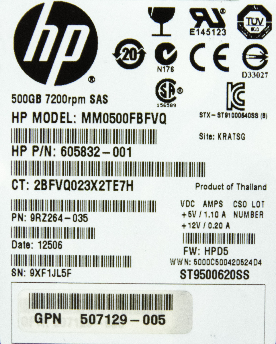 HP MM0500FBFVQ 500GB SAS 7200RPM 2.5'' 508009-001 Kod producenta MM0500FBFVQ