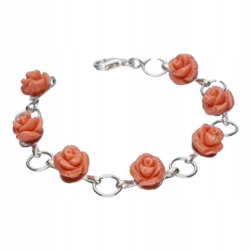 Stříbrný náramek s růžičkami 925, šperkařská hmota 11.22 g jako dárek 19 Cm