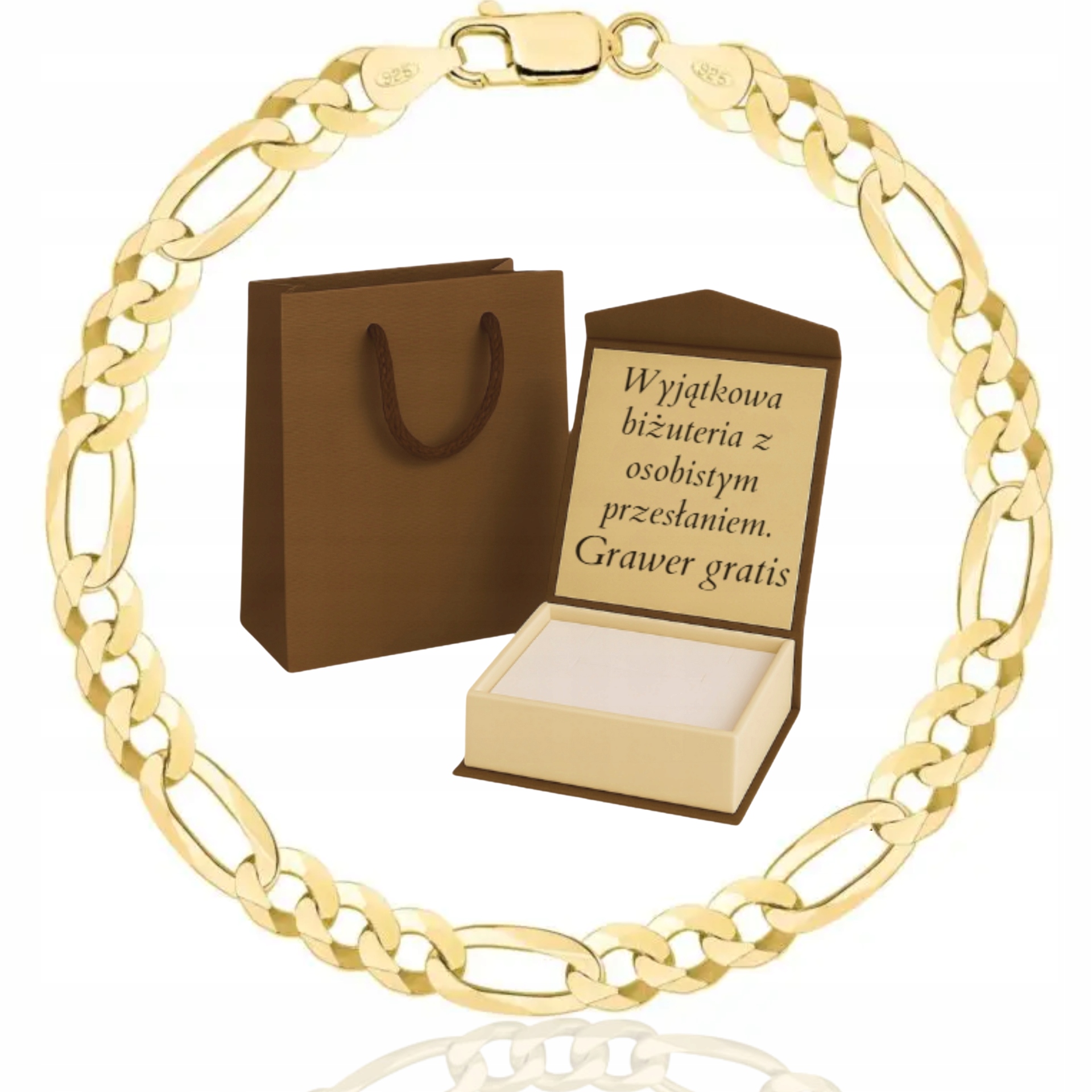 Pánský Náramek Figaro Weave Pr. 585 925 Gravírování 7MM Dárek