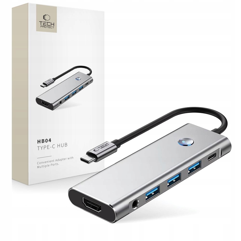 9v1 Hub adaptér Usb-c Usb-a Hdmi Sd Tf Pd 100W mini jack 3.5 4K 60Hz šedý