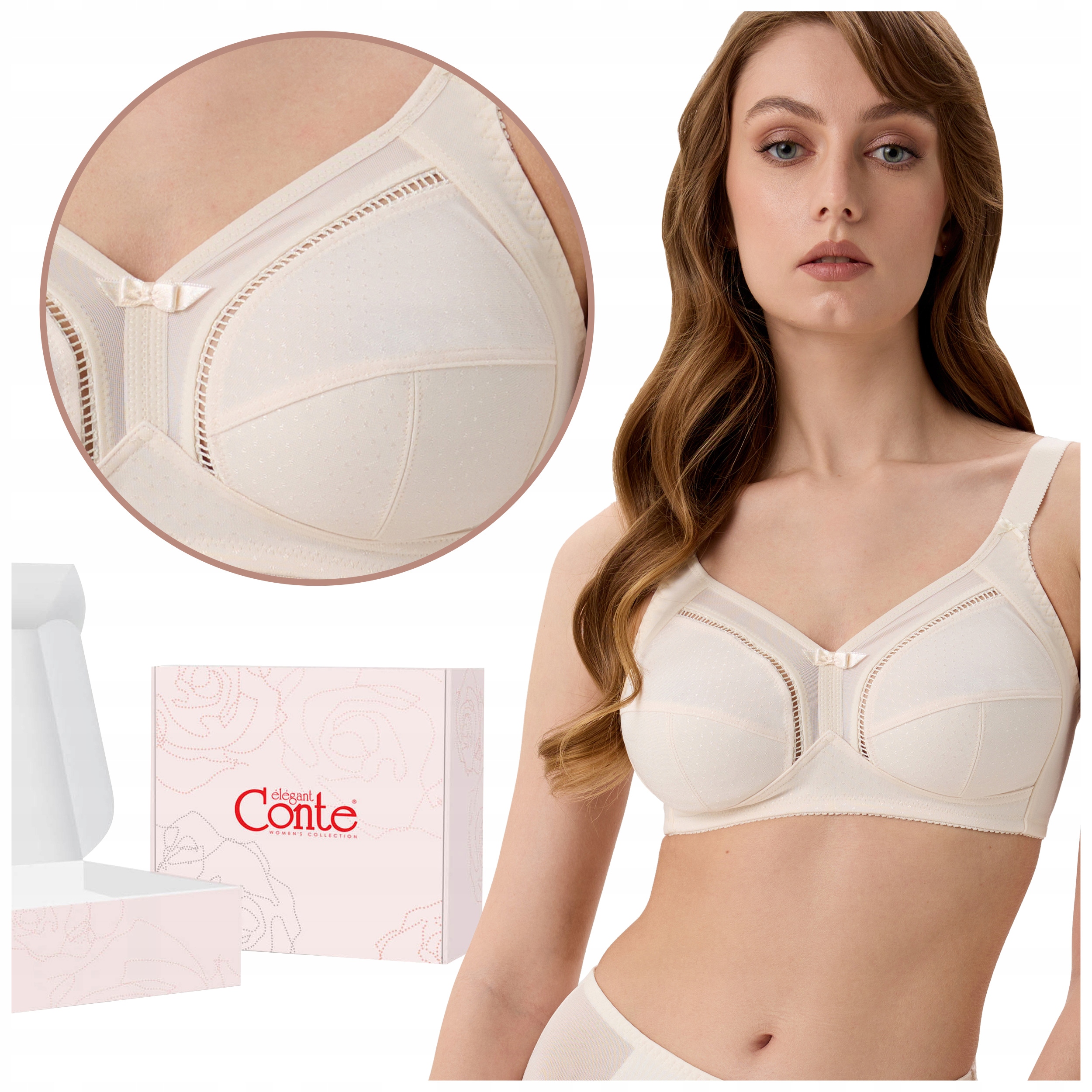 Biustonosz Miękki podtrzymujący biust korygujący Conte RB7018 kremowy 80G