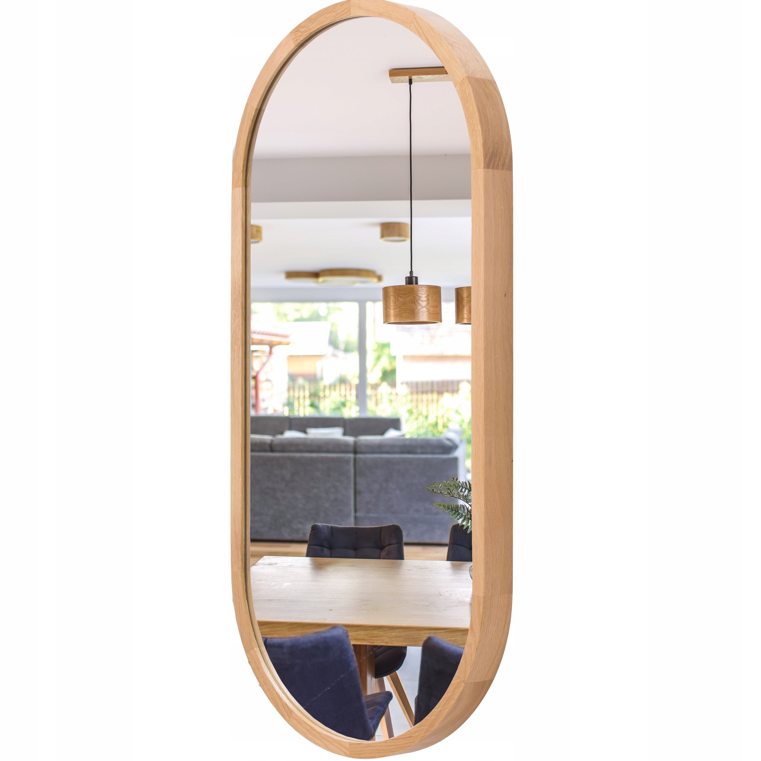 Kúpeľňové nástenné zrkadlo Leja oválne v drevenom ráme Dub 80x38 Stylové