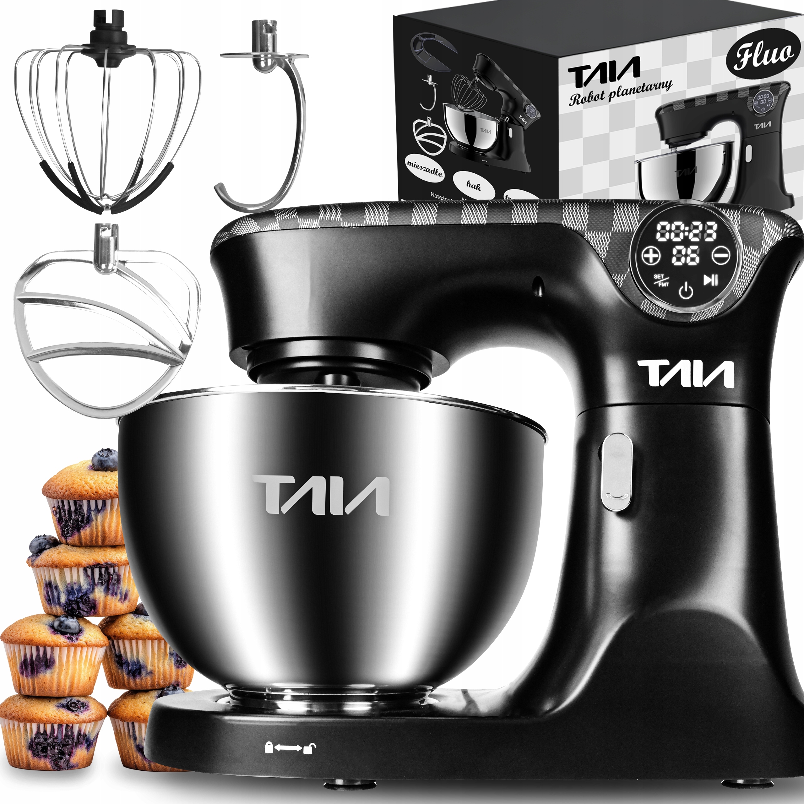 Mocny Robot Planetarny Kuchenny Taia Fluo Led Zestaw Duży 2000W