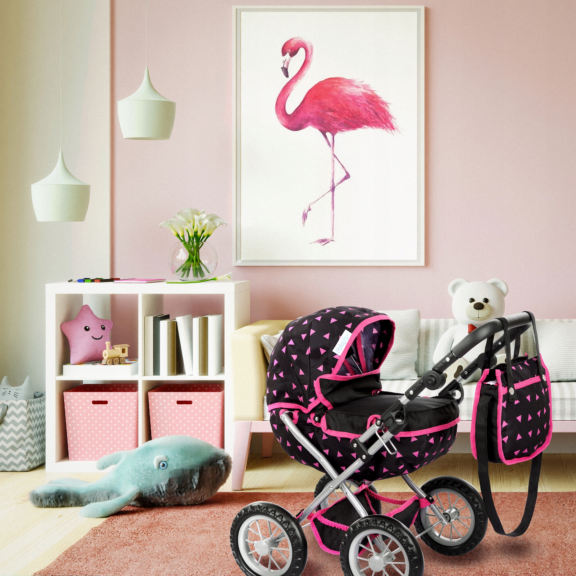 KINDERPLAY WÓZEK DLA LALEK GŁĘBOKI GONDOLA SKŁADANY TORBA REGULOWANA RĄCZKA EAN (GTIN) 5907747601703