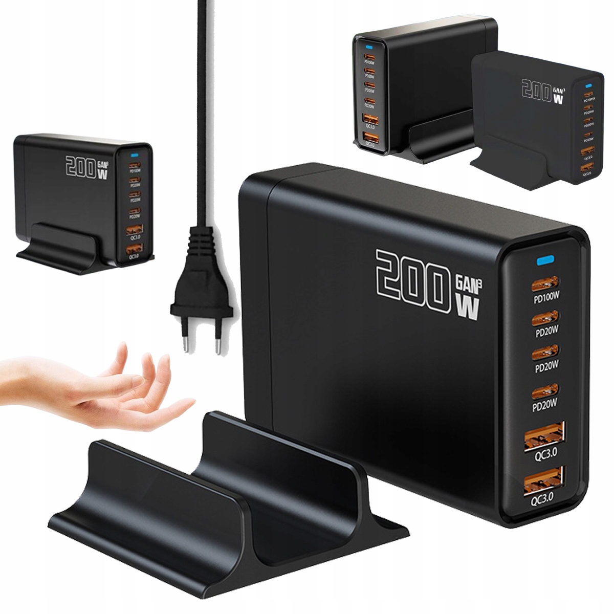 Ładowarka Uniwersalna Pd 100W 6 W 1 Wieloportowa Stacja Ładowania 200W