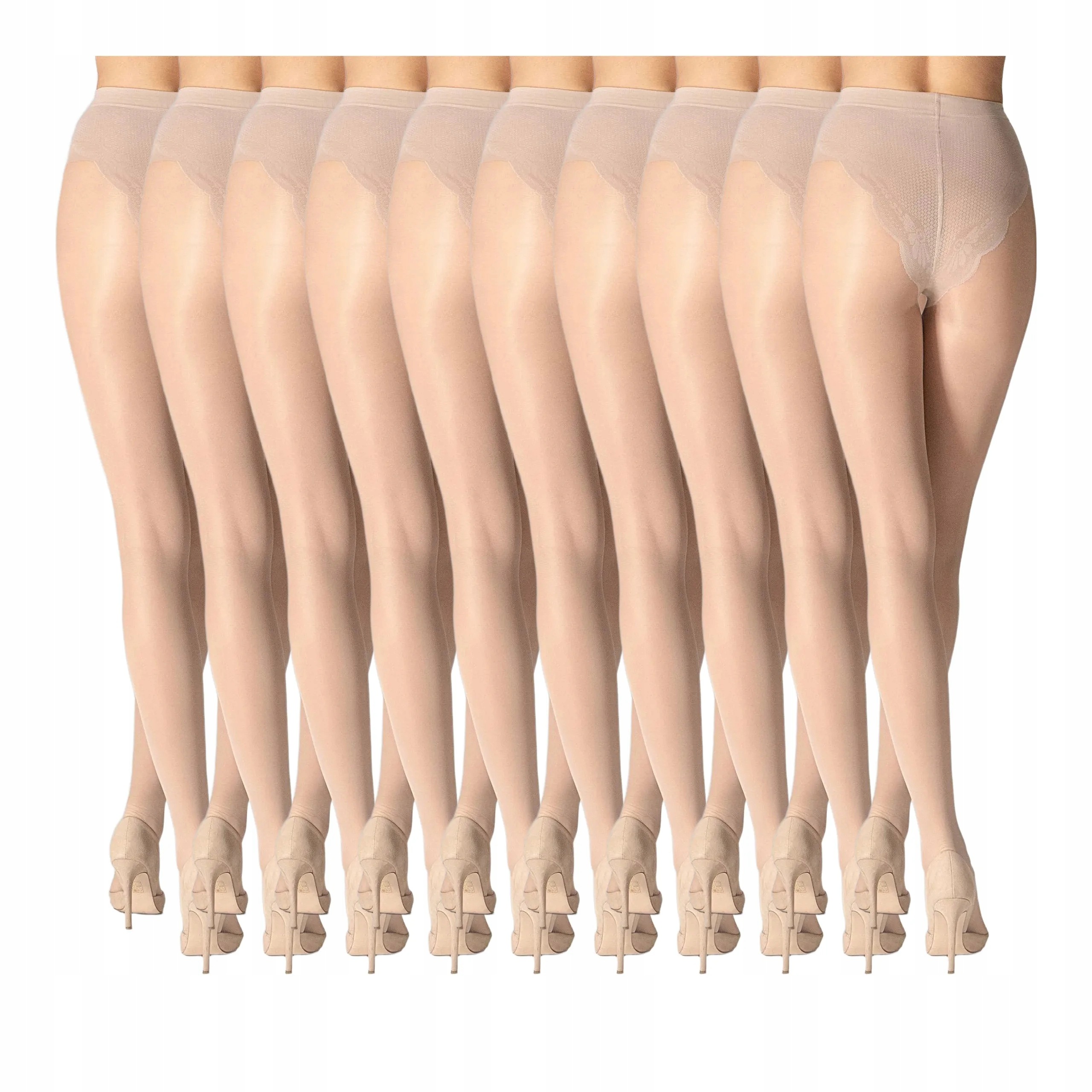 10 párů Punčocháče s modelovací částí 10x Natural 4-L