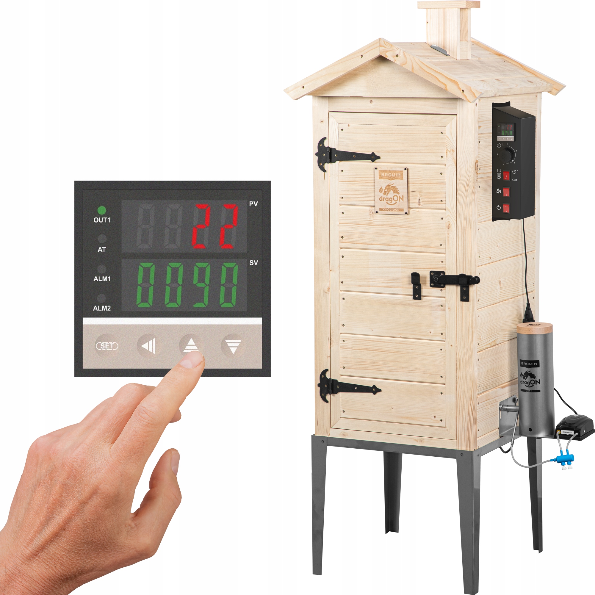 Wędzarnia Elektryczna Cyfrowa Drewniana Generator Dymu Termoobieg Browin