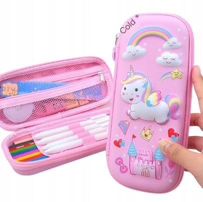 PIĘKNY PIÓRNIK SZKOLNY PRZEDSZKOLNY JEDNOROŻEC 3D