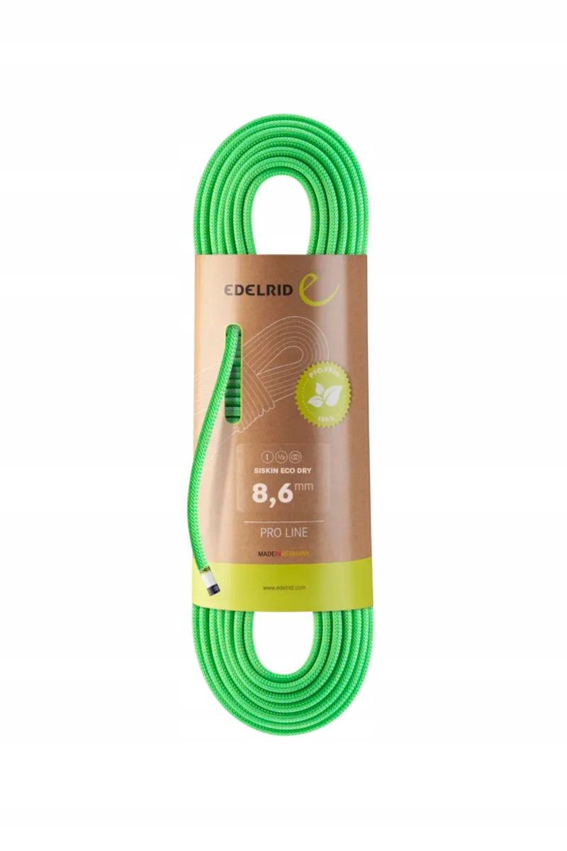 Edelrid Dynamické lano Siskin Eco Dry 8,6 mm 70 m neonově zelené