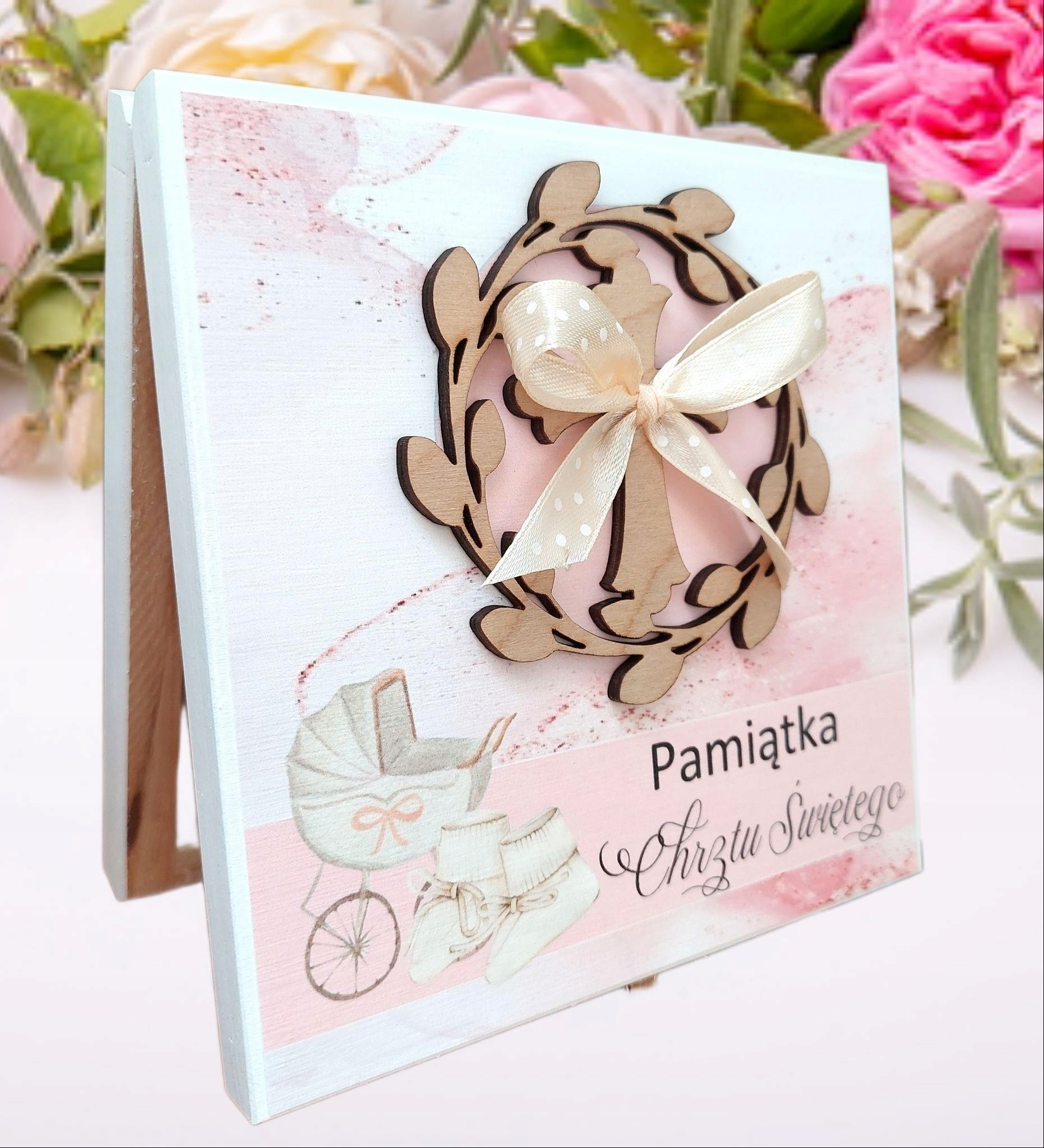 BIAŁA Pamiątka Chrztu Świętego 2 kolory * PREZENT Okazje chrzest