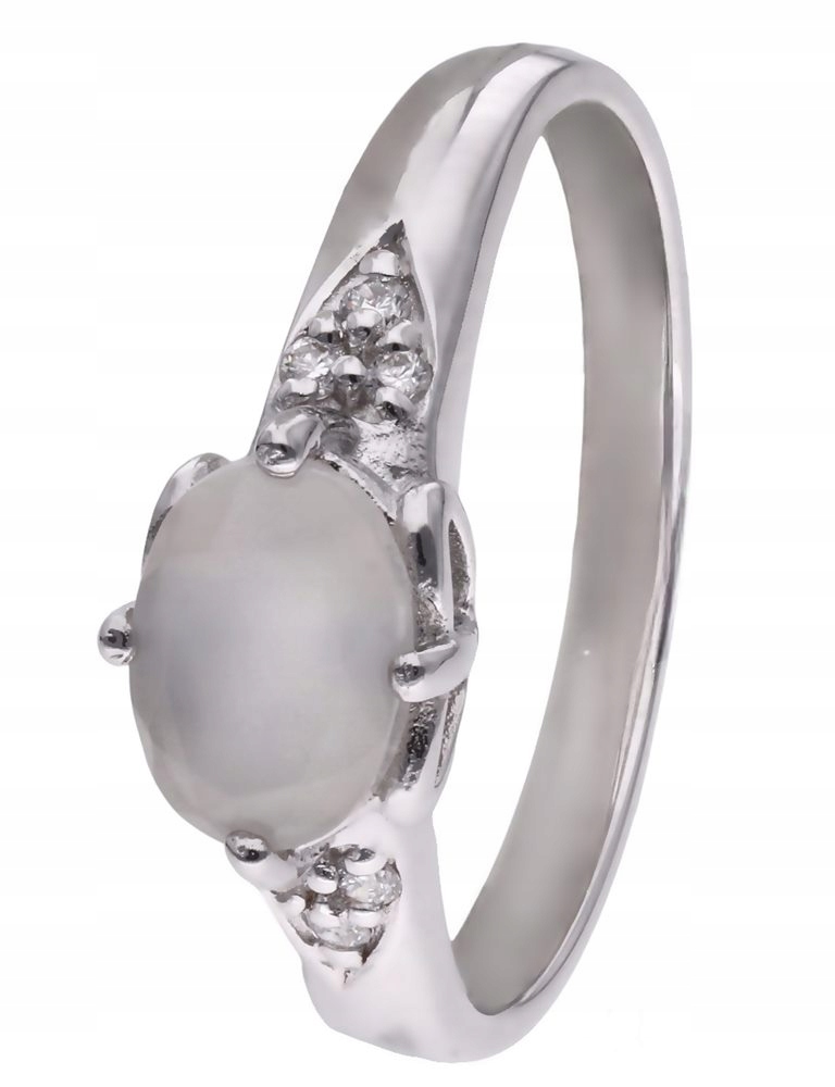 Prstýnek Ag 925 měsíční kámen s diamantem CVD-3365-R-MS vel. 17