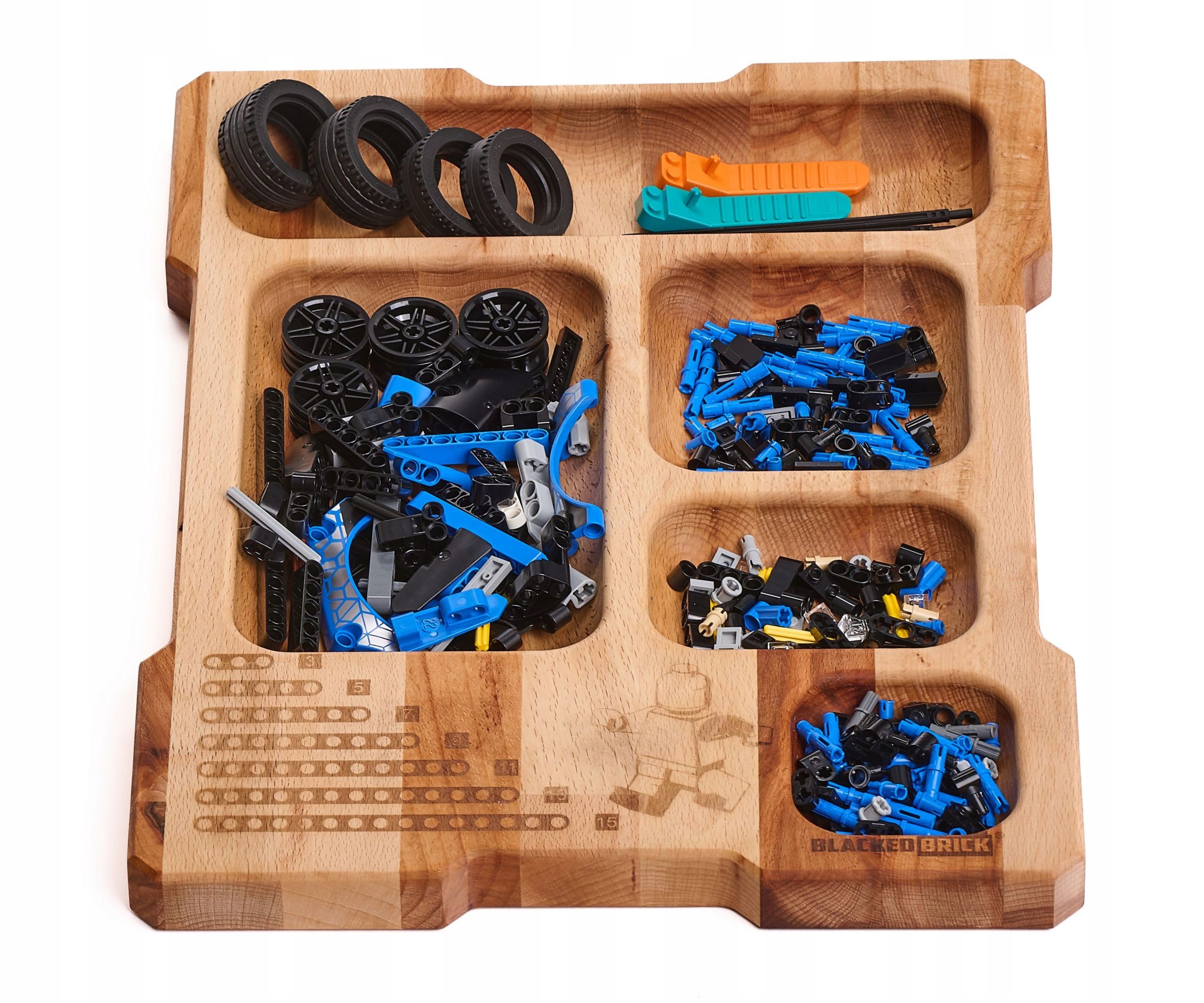 Bukový ľavý Organizér Blacked Brick na skladanie kociek Lego