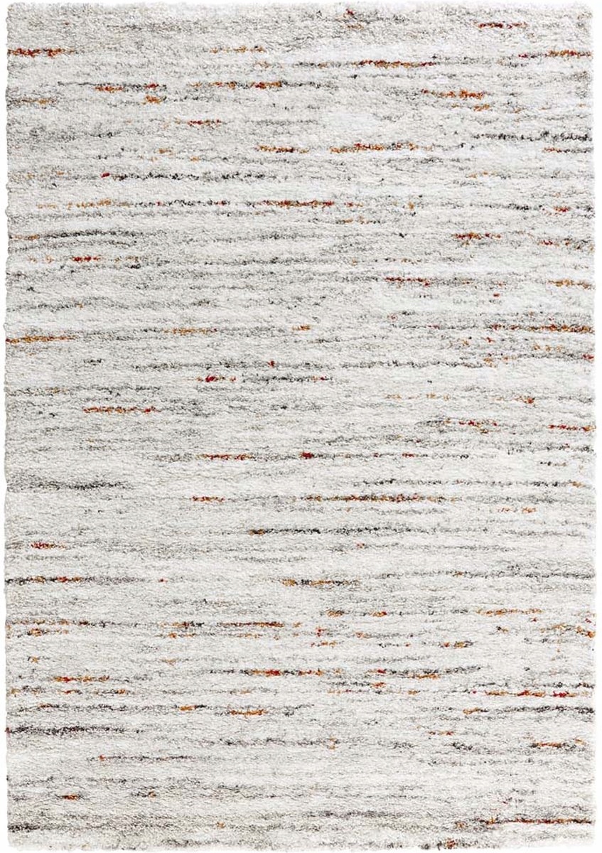 Koberec shaggy do obývačky 160 x 230 cm, krémovo-sivý vzor, mäkké štetiny