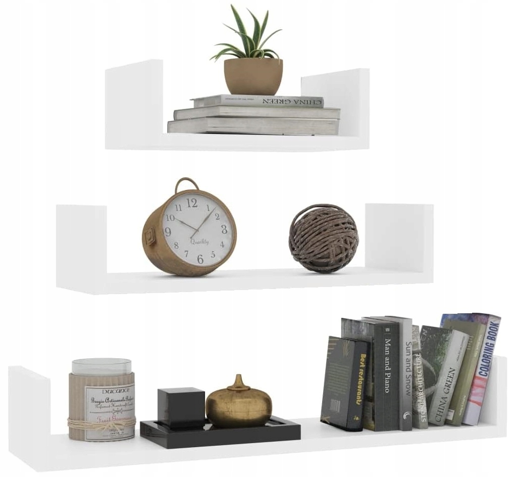 3 x PÓŁKI BIAŁE ŚCIENNE WISZĄCE NA KSIĄŻKI ŚCIANĘ SALONU KUCHNI PRZEDPOKOJU Kod producenta PÓŁKA ŚCIENNA 3 SZT 5H MEBLE