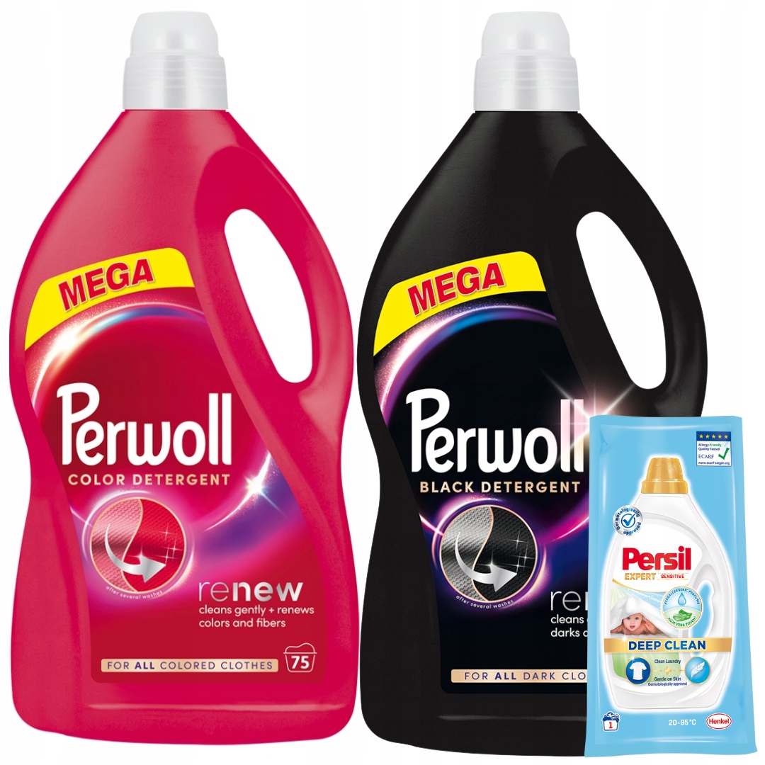 Perwoll Renew Black Color Tekutý prací prostředek Black, barva 2 x 3,75 l Dárek