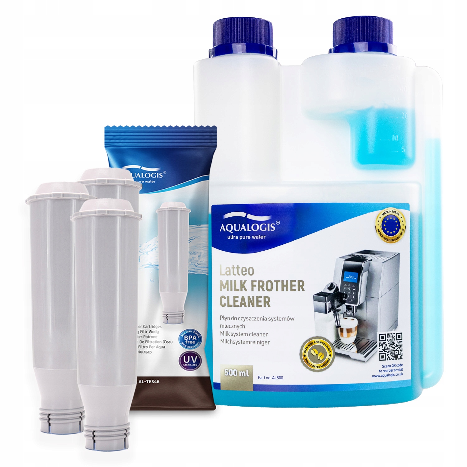 3x Filtr vody do kávovaru Krups AL-TES46 Tekutina Latteo 500 ml