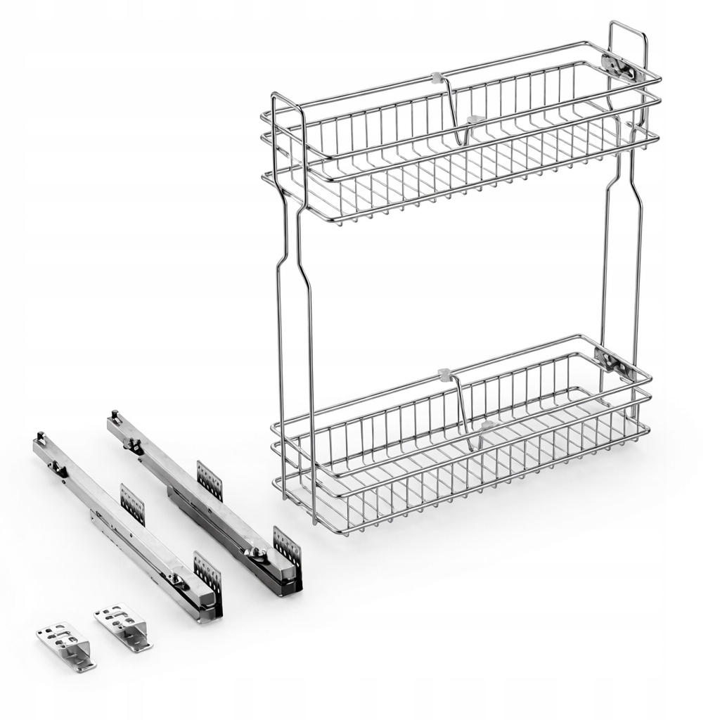Kosz Cargo Wysuwany Do Szafki Kuchennej 15CM Cichy Domyk 150MM Chrom Lewy