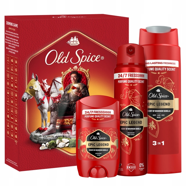 2x Old Spice Zestaw Epic Legend Sztyft 50ml+ Spray 150ml Żel Prysznic 250