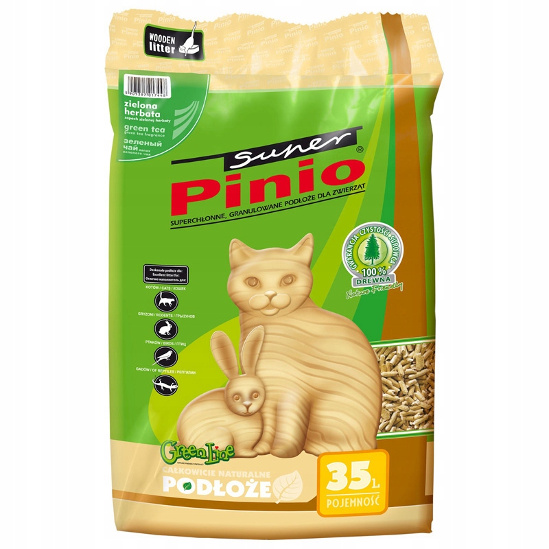 Pinio żwirek pellet podłoże dla kotów, gryzoni Zielona Herbata 35 l