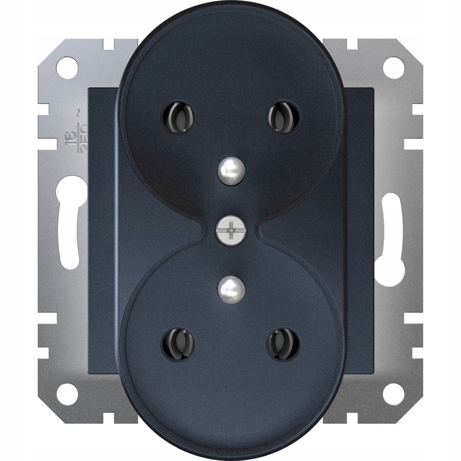 

Asfora Gniazdko 2x2P+PE system ramkowy antracyt