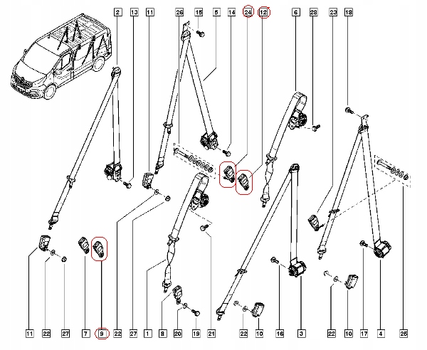 ZAPIECIE PASA BEZPIECZENSTWA TRAFIC VIVARO 2014 Car type Passenger cars Cargo vans