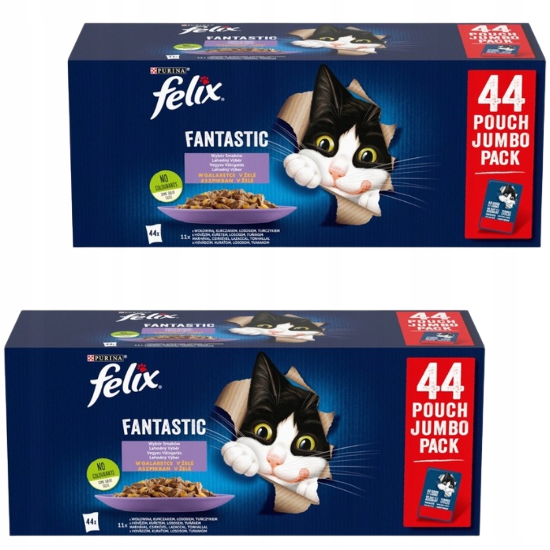 Levně Felix Fantastické Krmivo pro kočky želé 3,74 kg (44 x 85 g)