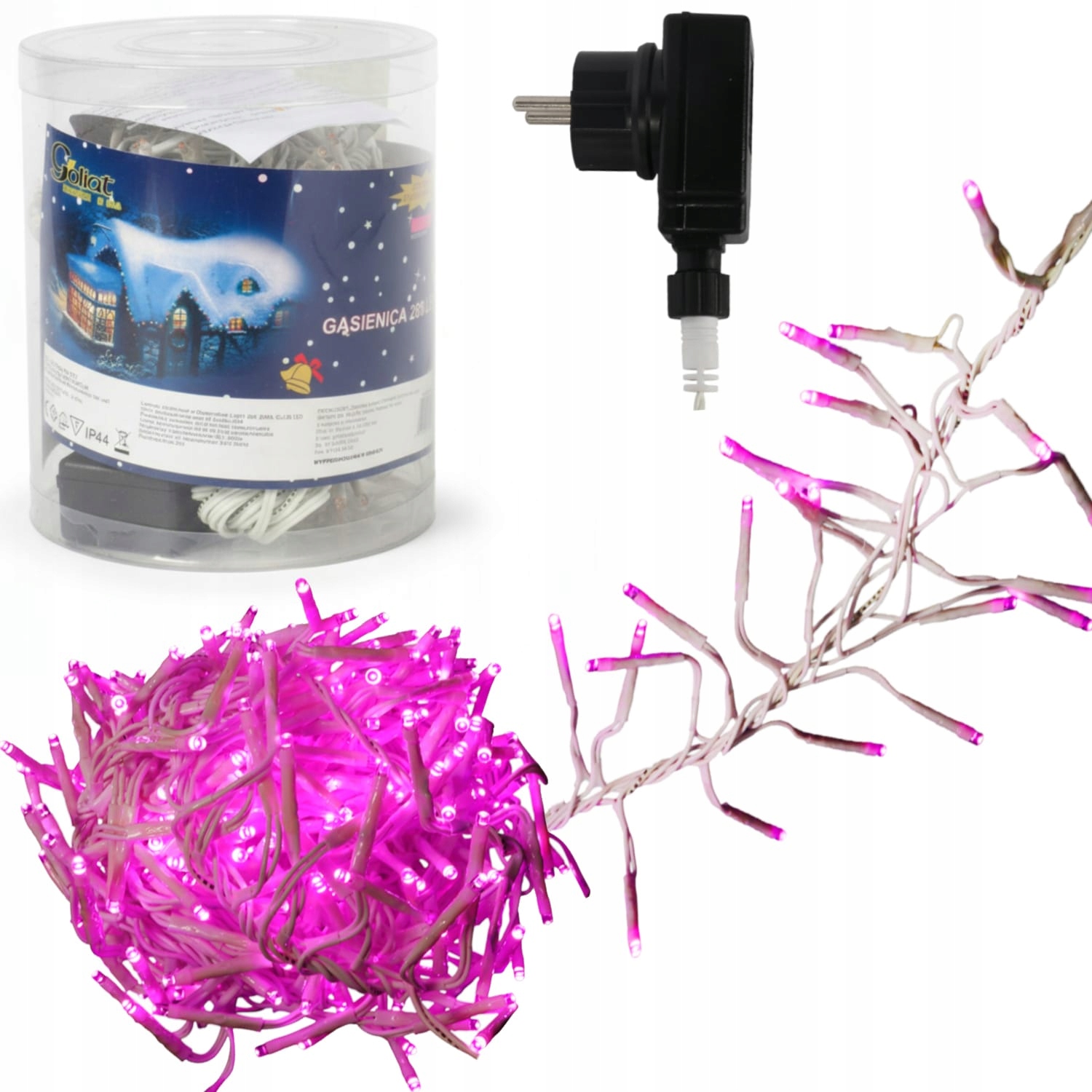 Vánoční osvětlení na stromeček 288 Led cluster "housenka" růžová 2 m Ozdoba Na Stromeček