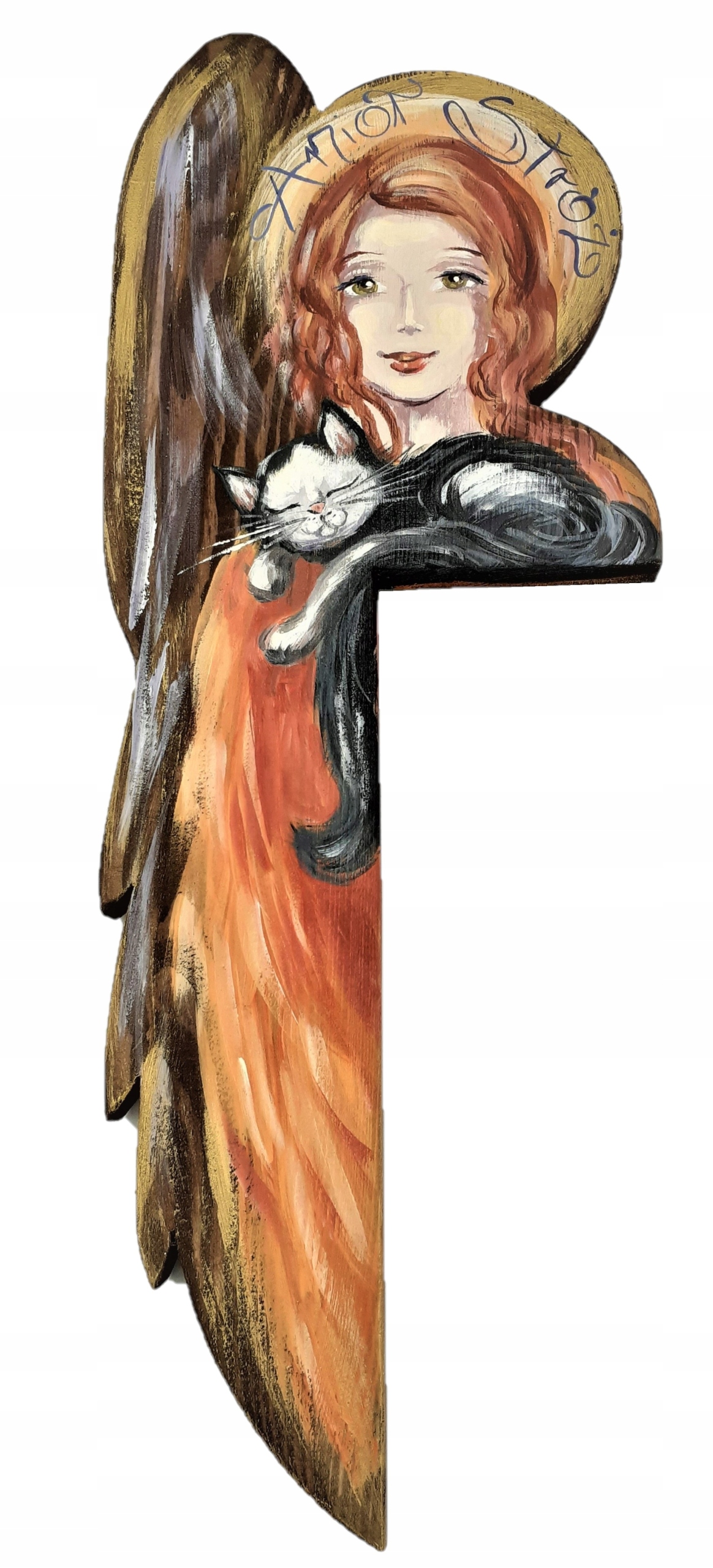 Obraz Dřevěný Velký Anděl Hand Made Malovaný