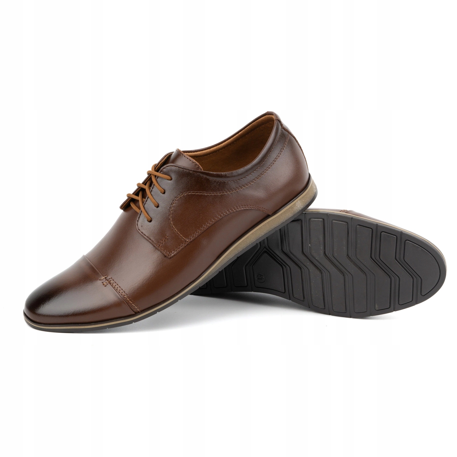 Pánské boty z přírodní kůže, elegantní, šněrovací, 276LU, hnědé, velikost 39