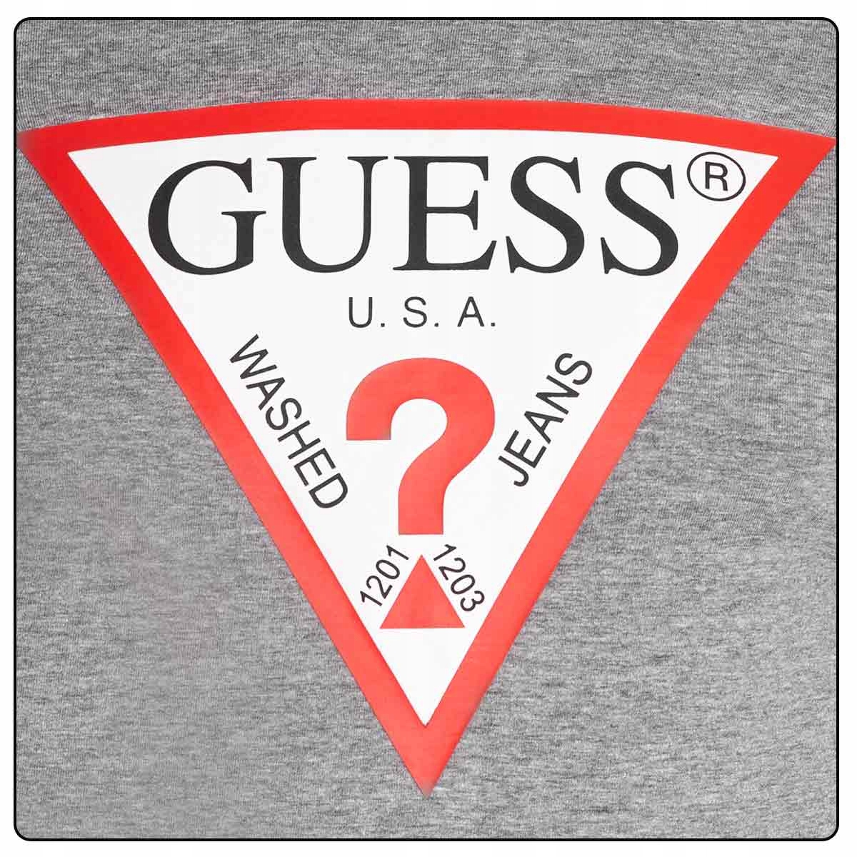 GUESS KOSZULKA MĘSKA CN LS ORIGINAL LOGO GRAY r.M Rozmiar M