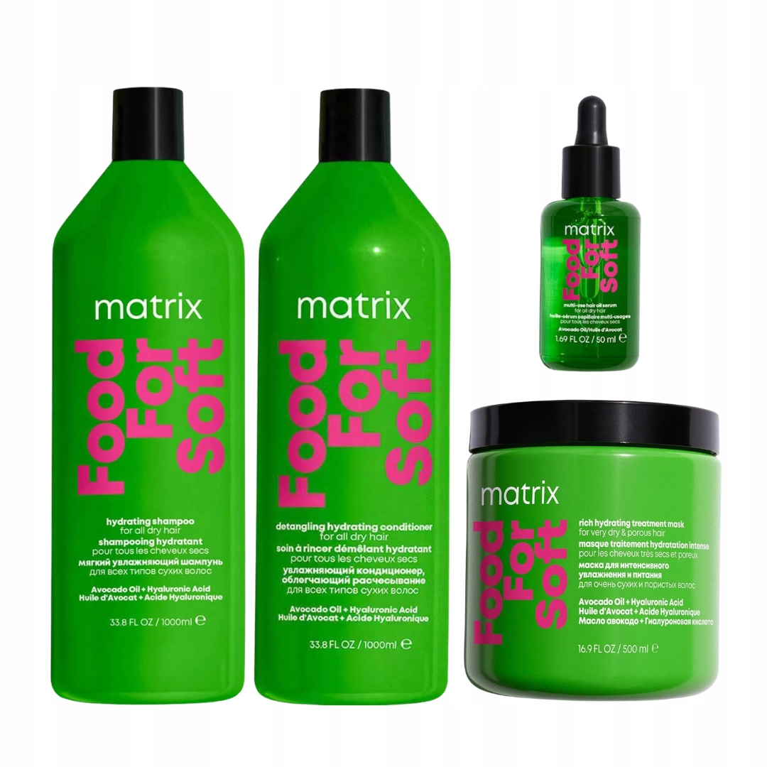 Sada Matrix Food For Soft Šampon kondicionér maska olej pro suché vlasy