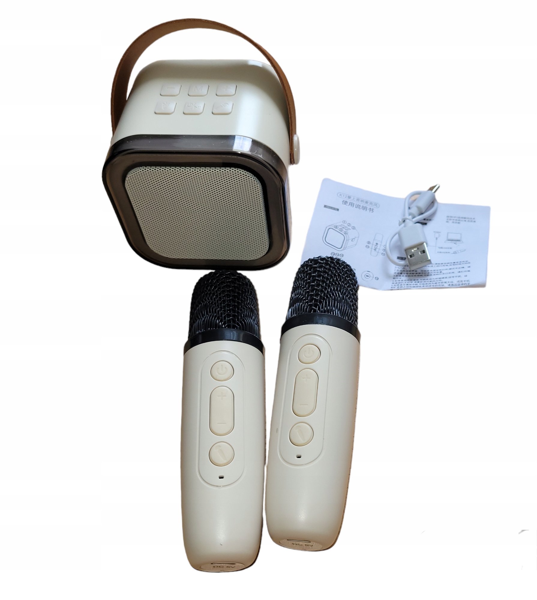 Zestaw do karaoke 2 mikrofony + głośnik bezprzewodowy Model AMT