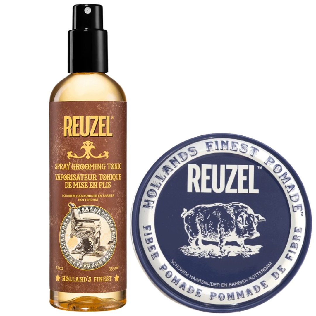 Reuzel Tonik Spray Grooming 355ml, Mocna Włóknista Pomada Fiber Pomade 95g