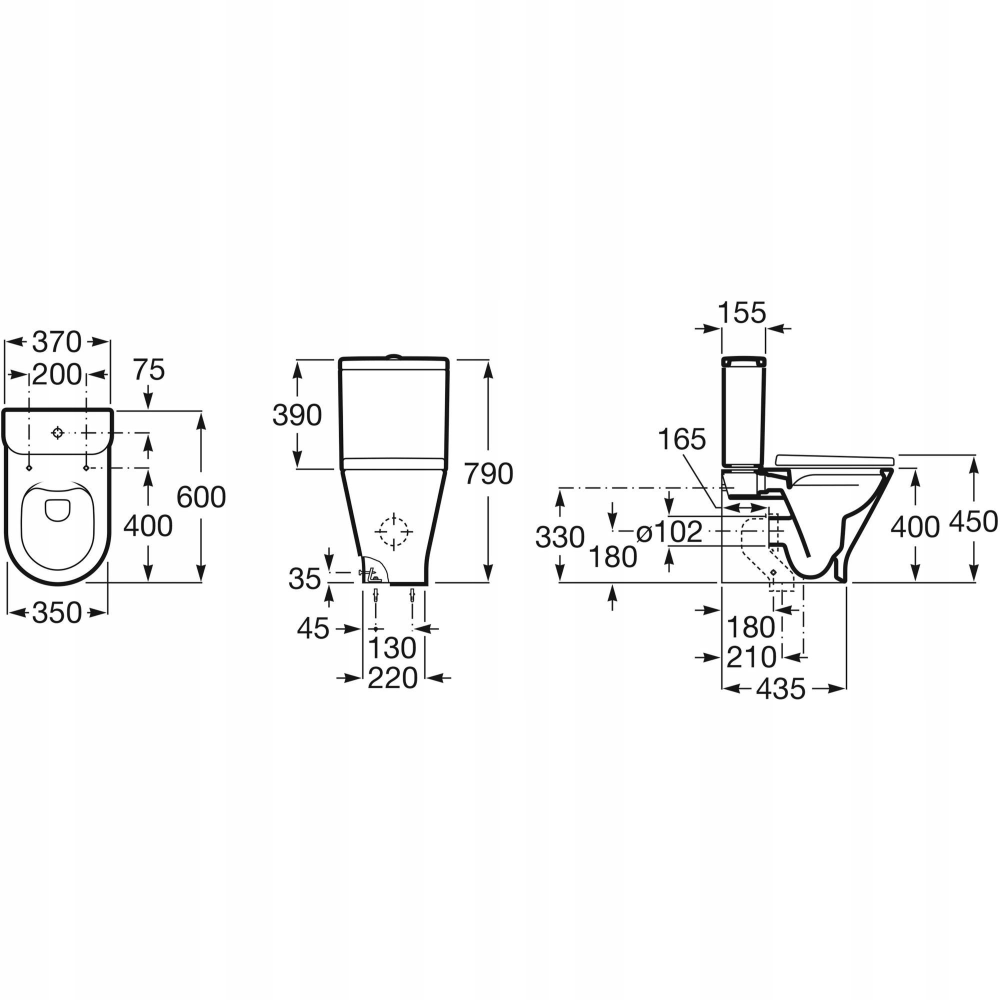 MISKA WC RIMLESS KOMPAKTOWA BIAŁA ROCA GAP ROUND Skład zestawu miska