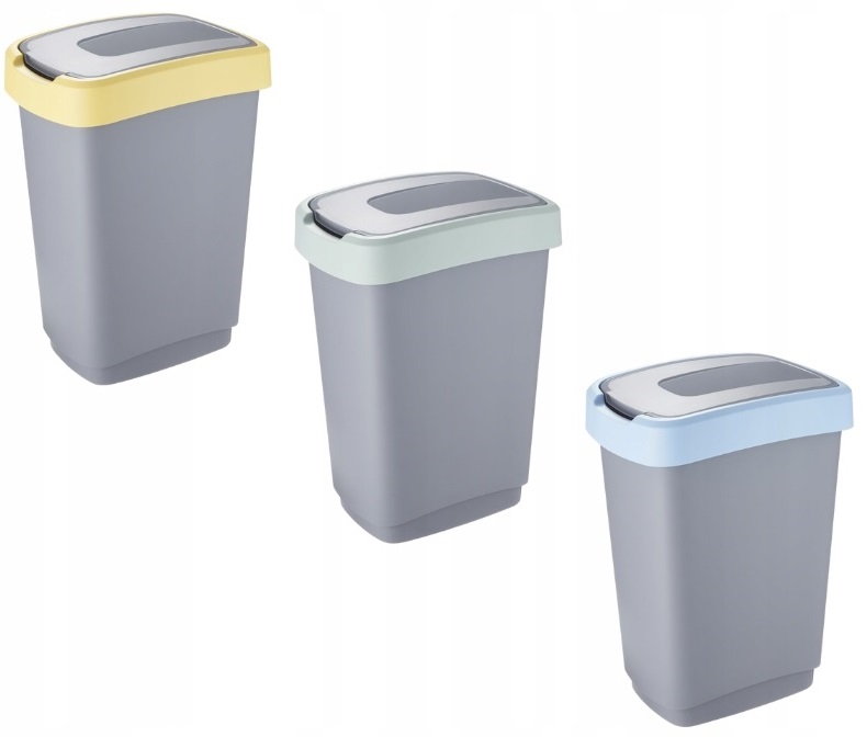 Szary Kosz do segregacji śmieci KLIP 50L | PAPIER Szerokość produktu 39.5 cm