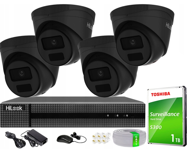 Vonkajšia súprava na monitorovanie Ip 4 kamier IPC-T241H-C Black Disk Hikvision