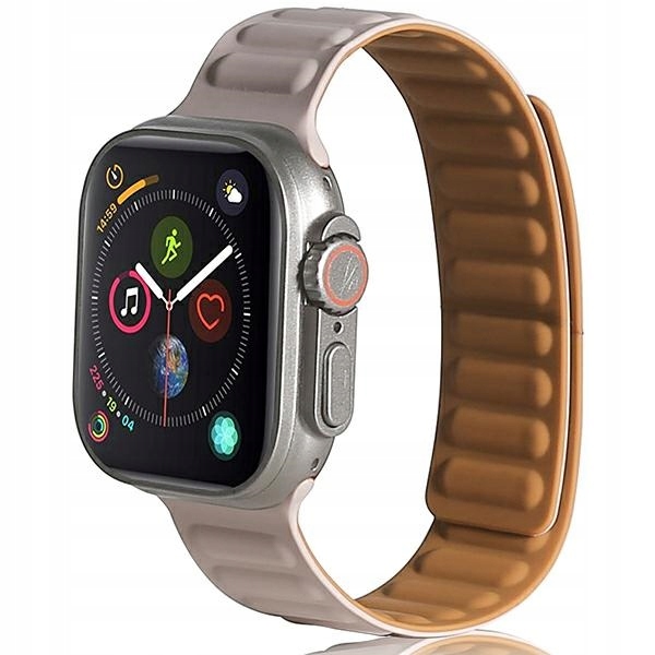 Beline pasek Apple Watch Magnetic42/44/45/49mm grey/khaki