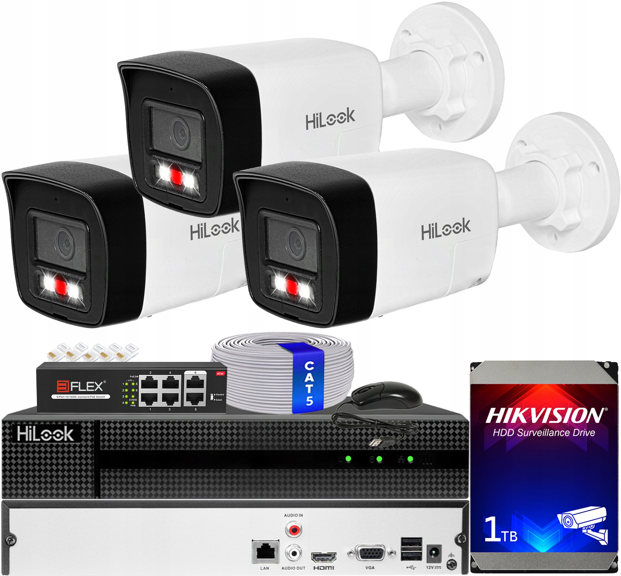Sada na monitorovanie Ip 3 kamier 4MPx IPC-B140HA-LUF/SL Live Guard PoE Audio
