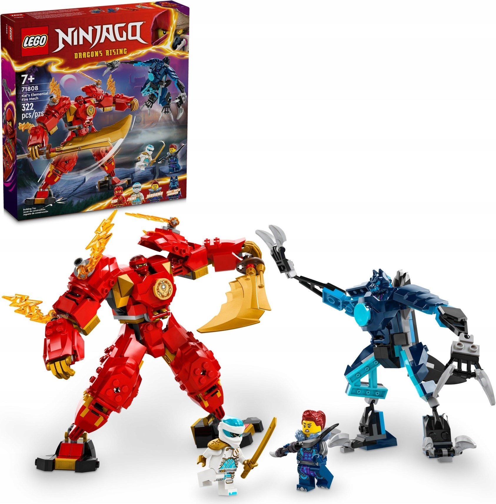 LEGO NINJAGO 71808 MECH ŻYWIOŁU OGNIA KAIA - CZERWONY NINJA + TORBA Liczba elementów 322 szt.
