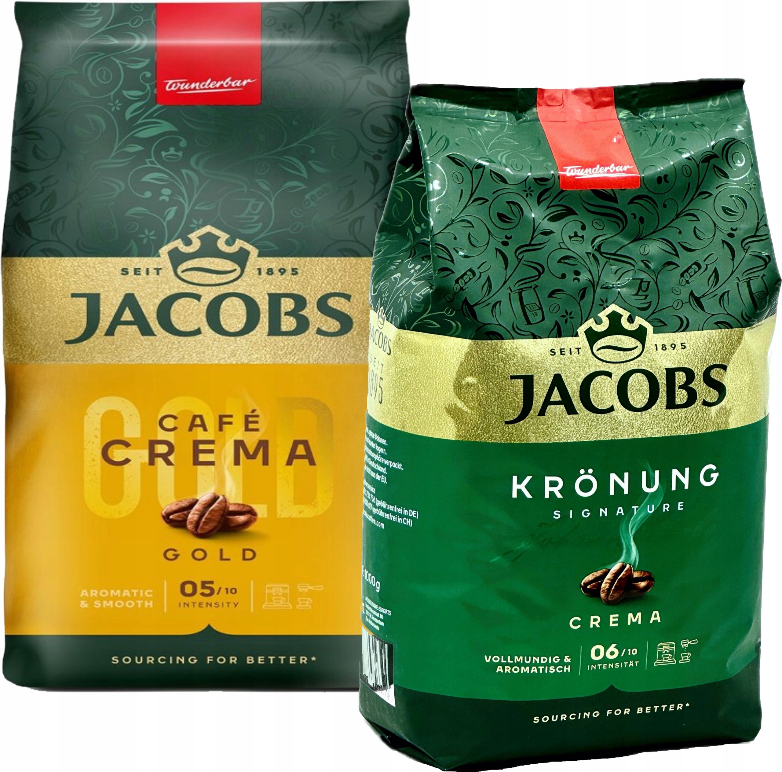 Levně Káva zrnková Jacobs Crema Gold a Kronung Crema Set 2 x 1 kg